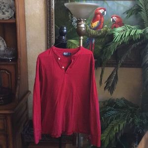 Men’s red Henley style Polo